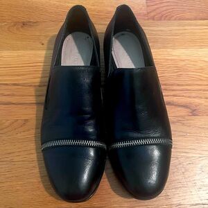 Pour La Victorie leather loafers with zip embellishment